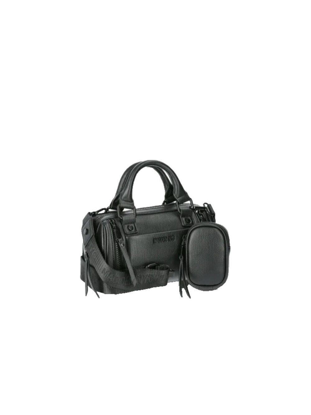 Madden NYC Core Barrel Bag, Black with coin pouch crossbody strap